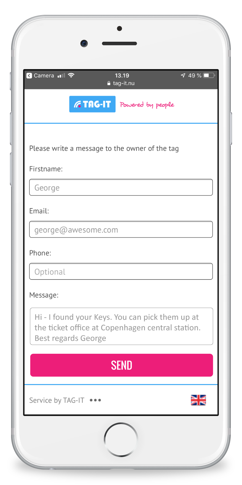 TAG-IT message template 